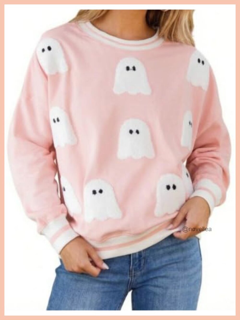 Spooky Ghost Sequin Crewneck Sweatshirt Pullover Halloween